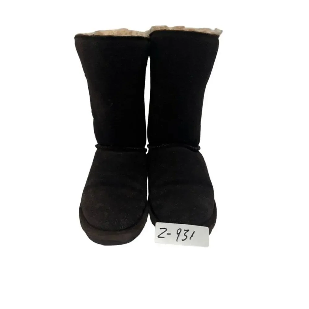 BEARPAW Boots Lori Girl Youth Size 4 Chocolate Brown Cow Suede Wool Blend lining